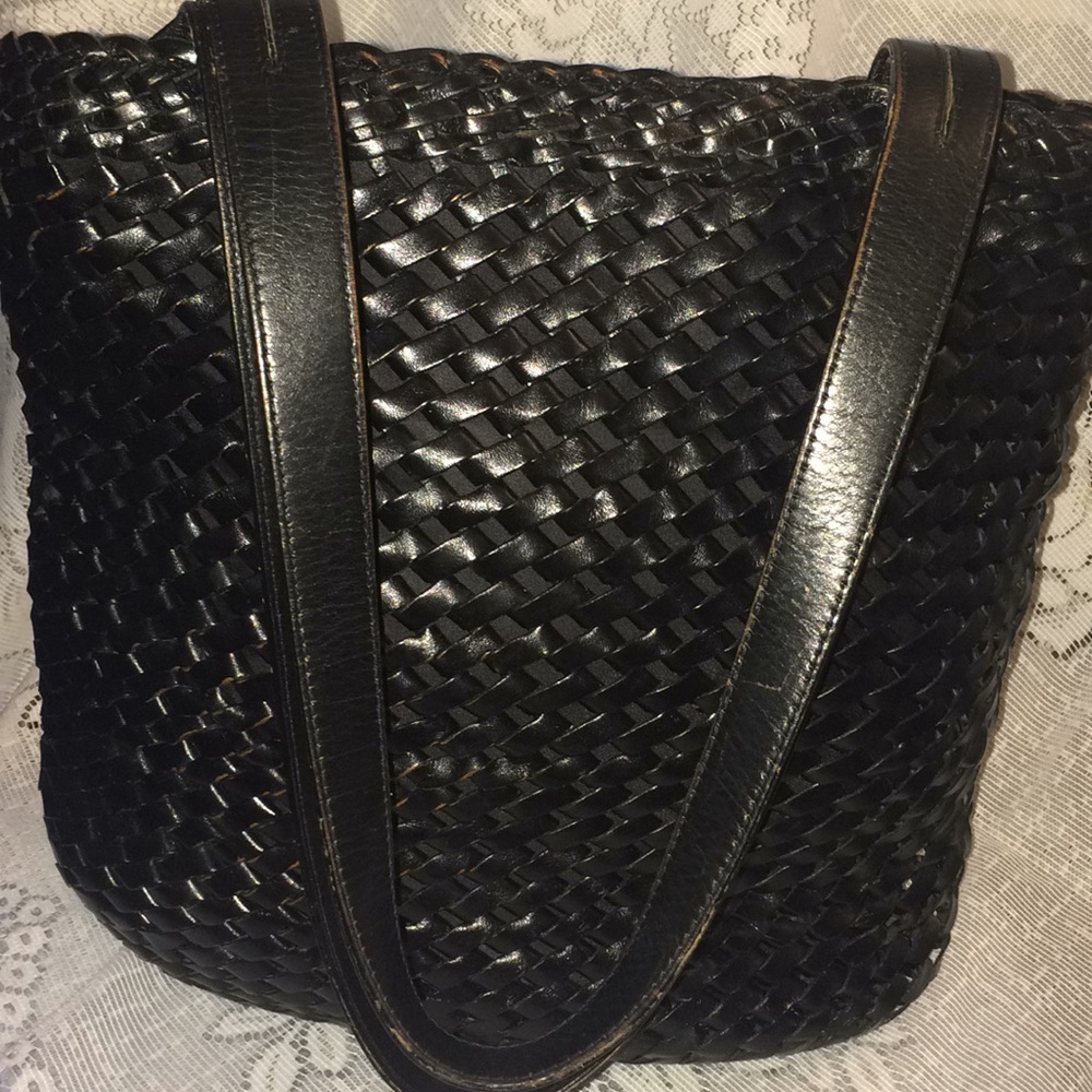 Authentic Fossil Black Leather Tote